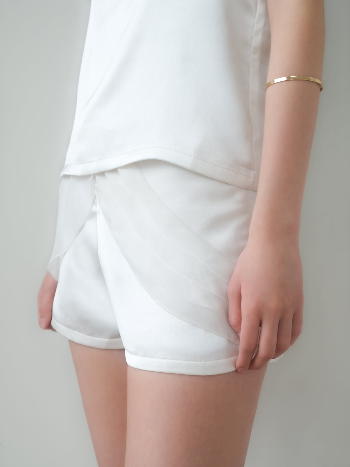 White Saree Shorts