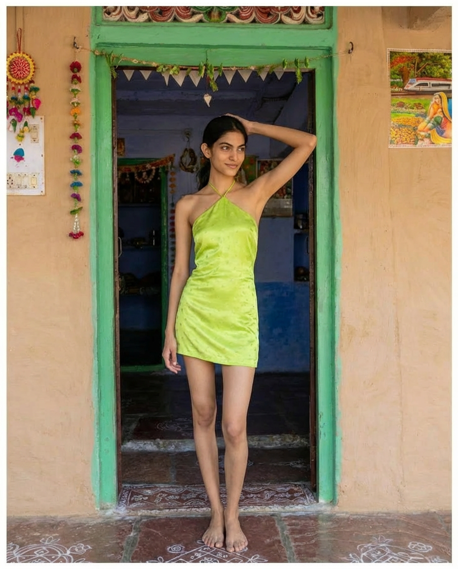 Green Zari Mini Skirt